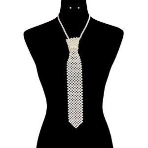 Cream Pearl Neck Tie Necklace